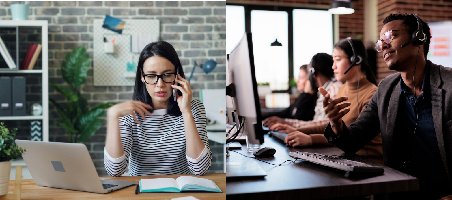 Person on a mobile and contact centre