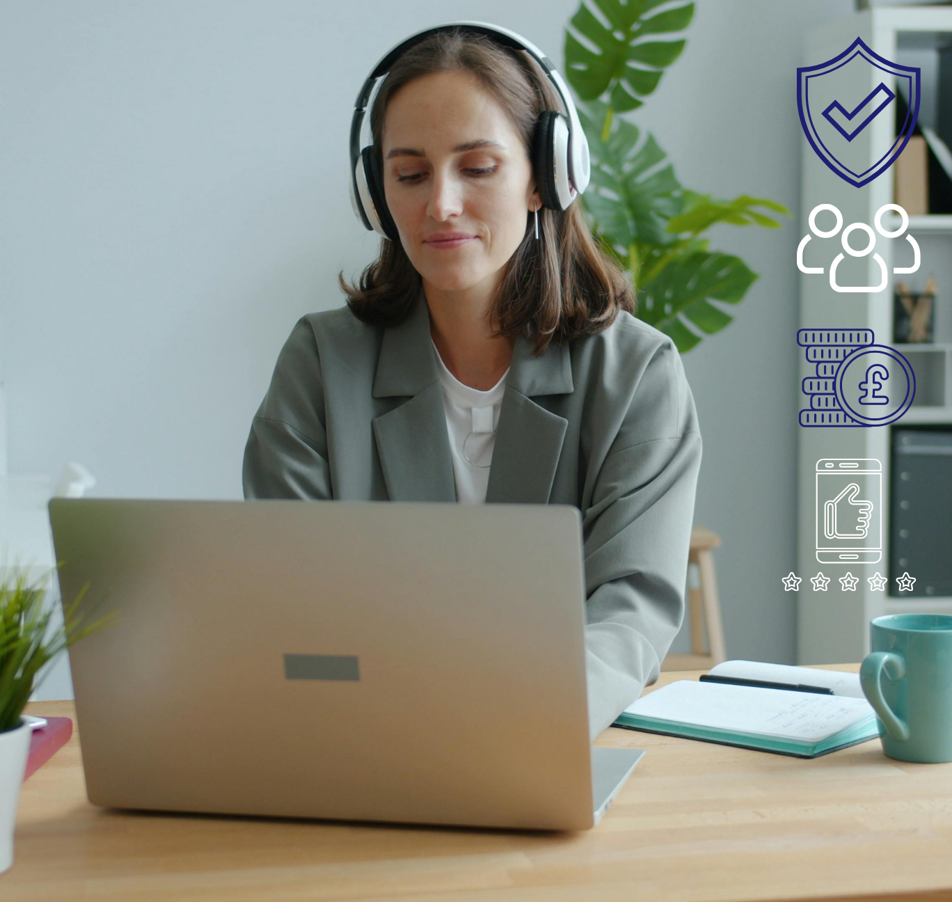 remote working female on a laptop
