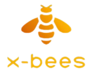 The Wildix x-bees logo, featuring a stylized golden-orange bee icon above the word "x-bees" in a rounded, modern font.