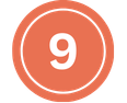 Coral circle with a white number 9 in the centre