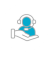 A hand with a person with a headset on graphic to show Technical Support icon
