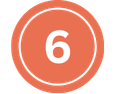 Coral circle with a white number 6 in the centre