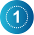 blue circle, white dotted inner border and the number 1