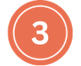 Coral circle with a white number 3 in the centre