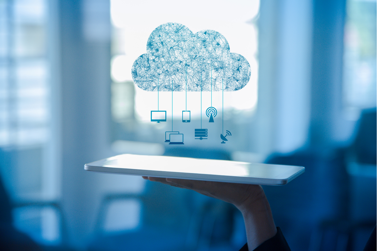 Cloud graphic out of a tablet