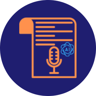 Orange call transcription icon and AI letters