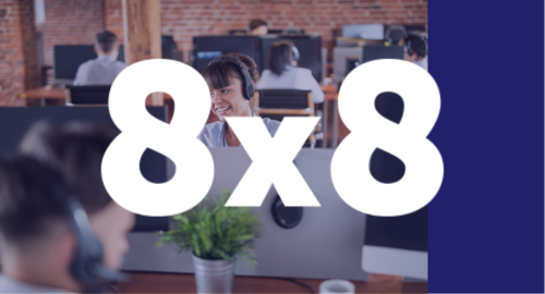 8x8 logo on a contact centre background