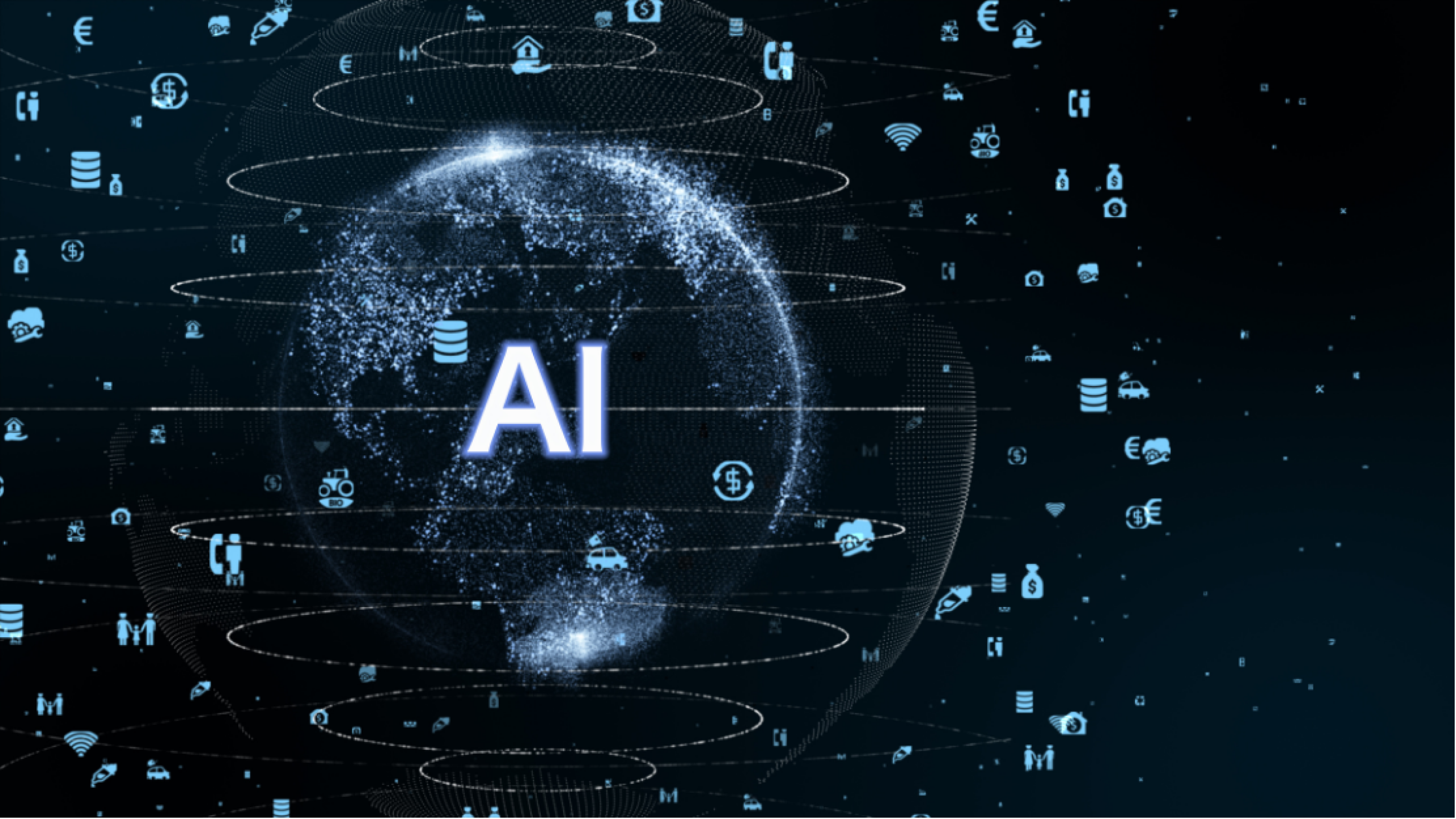 UCaaS vs CCaaS artificial intelligence letters on a black globe