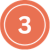 Coral circle with a white number 3 in the centre