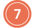 Coral circle with a white number 7 in the centre