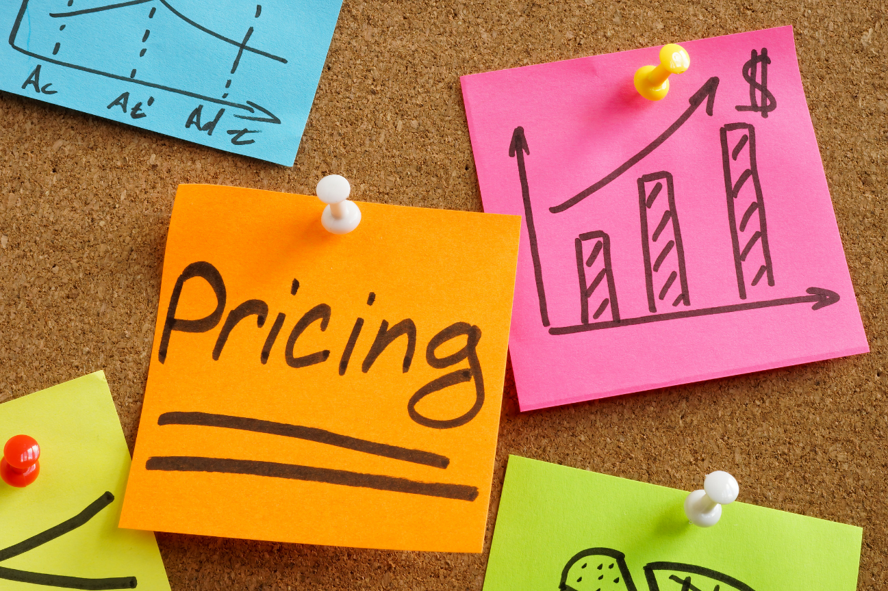 post it notes saying pricing