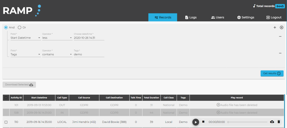 Archives call recording upload platform example
