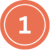 Coral circle with a white number 1 in the centre