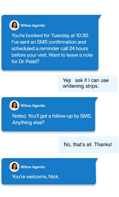 Example chatbot conversation using Wildix
