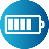 White battery Icon on a blue background