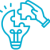 lightbulb icon in blue made from puzzle pieces