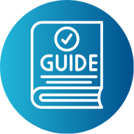 User guide white icon on a blue background