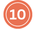 Coral circle with a white number 10 in the centre