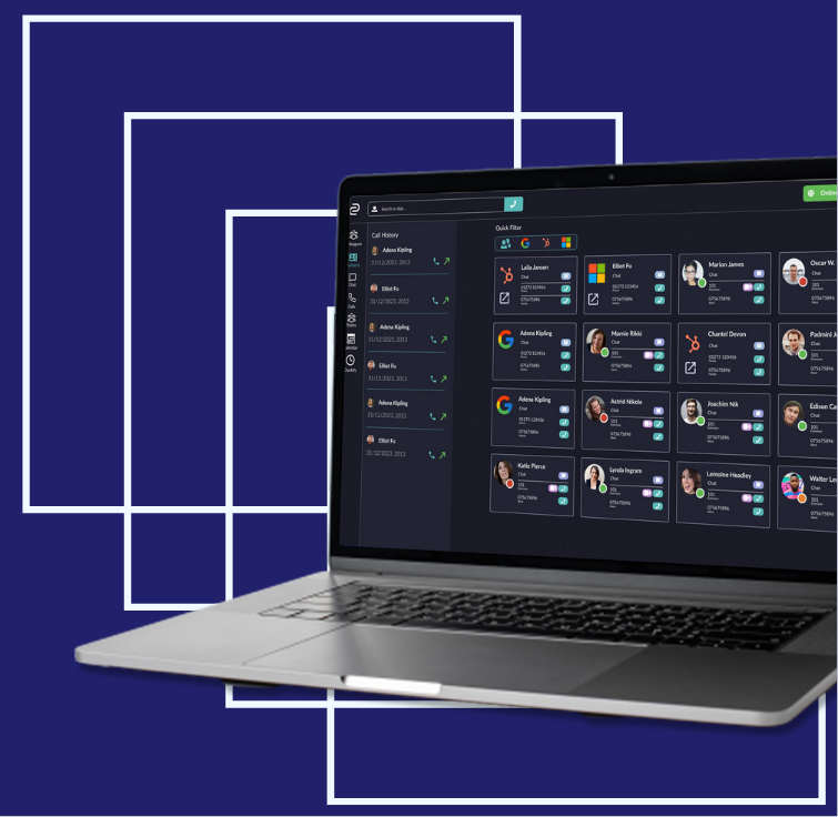 Laptop and example screen of iPECS Connect integration icons