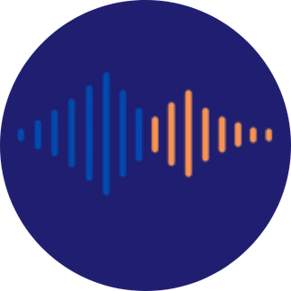 Voice sound icon blue and orange. 