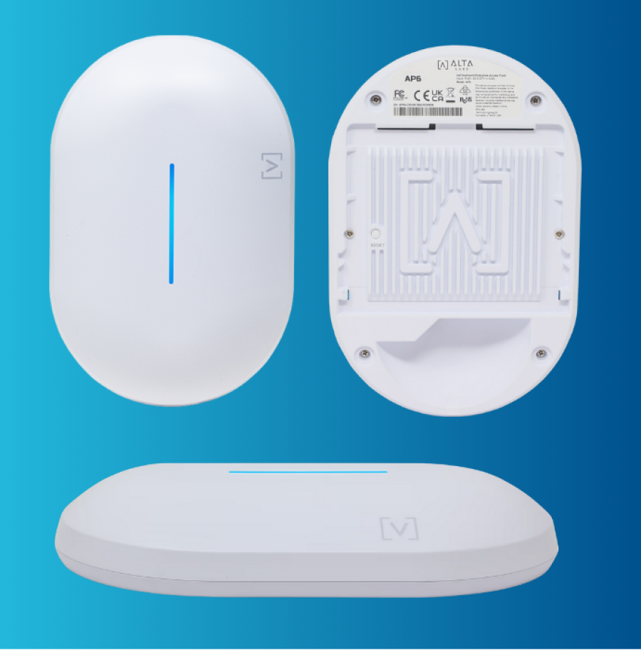 Side, back and side of the white wifi module by Alta Labs