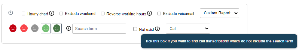 Filter by sentiment rating and text search transcriptions
