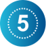 blue circle, white dotted inner border and the number 5