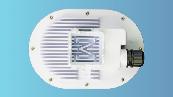 Alta Labs AP6-Pro Outdoor wifi white module. Underside view.