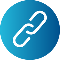 White link Icon on a blue background to show connection