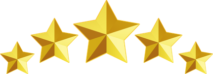 Five gold stars in a slight arch shape