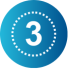 blue circle, white dotted inner border and the number 3
