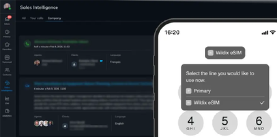 White Wildix logo on a blue oval background and spots dotted around.