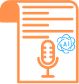 Orange call transcription icon and AI letters