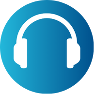 White Headset Icon on a blue background