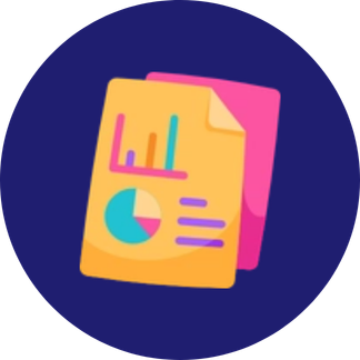 A4 paper graphic, orange and pink with charts on.