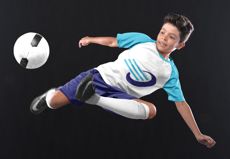 Boy playing football