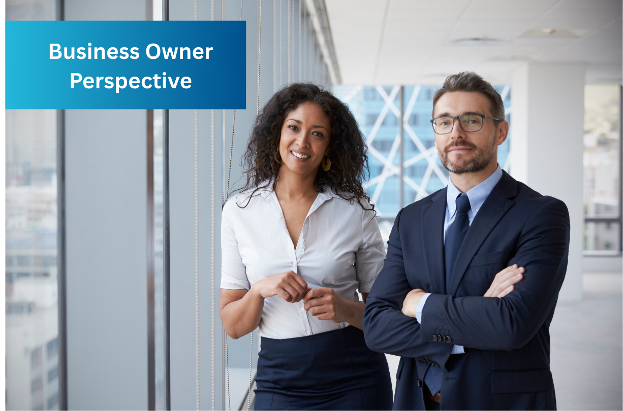 Two business owners standing side by side
