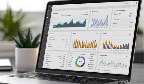 Laptop with analytics on including bar charts